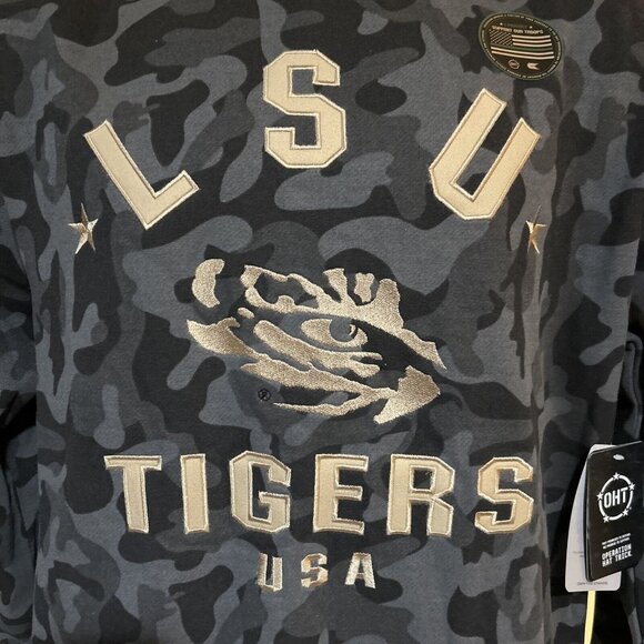 LSU Tigers Pullover Sweatshirt Mens Large OHT Military Camo Gray Sweatshirt - Picture 2 of 7